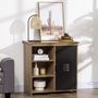 Voir la diapositive 2 : HOMCOM Buffet design industriel - meuble de rangement 3 niches placard - panneaux particules aspect bois veinage porte métal noir