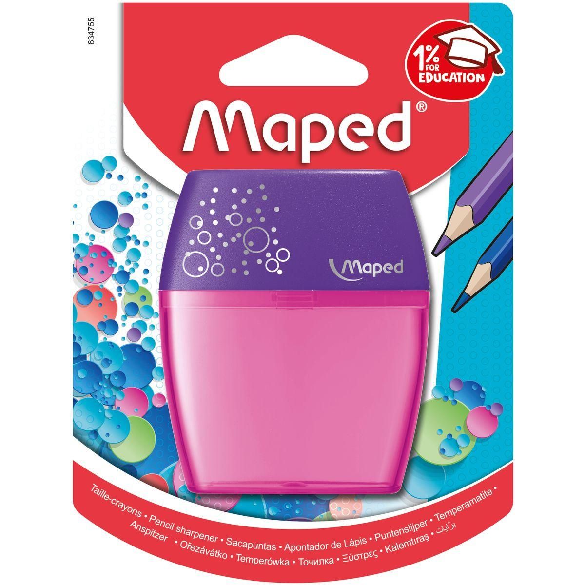 MAPED Taille-crayon 2 trous avec réservoir Shaker rose