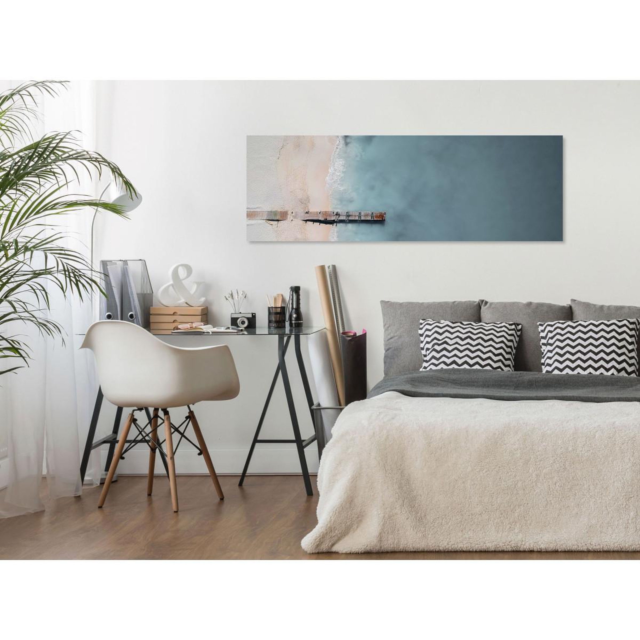 Voir la diapositive 2 : Paris Prix Tableau imprimé  sea & wooden bridge narrow grey