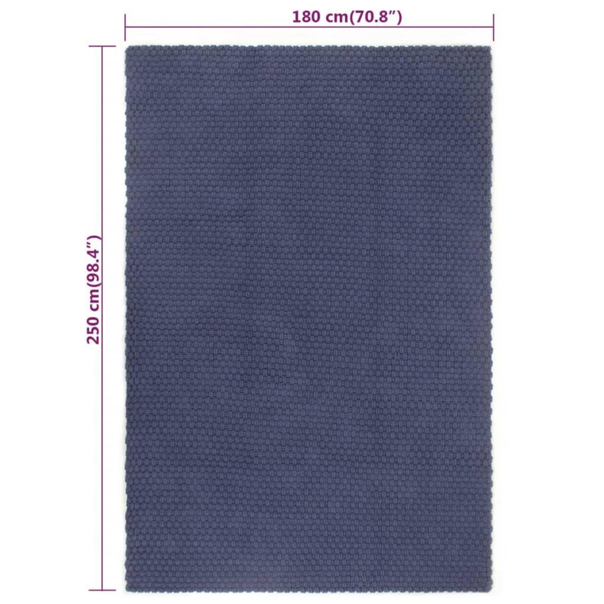 VIDAXL Tapis rectangulaire Bleu marine 180x250 cm Coton