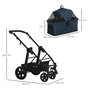 Voir la diapositive 3 : PAWHUT Poussette buggy pliable chien chat amortisseurs panier de rangement 2 attaches sécurité housse réglable acier Oxford bleu foncé