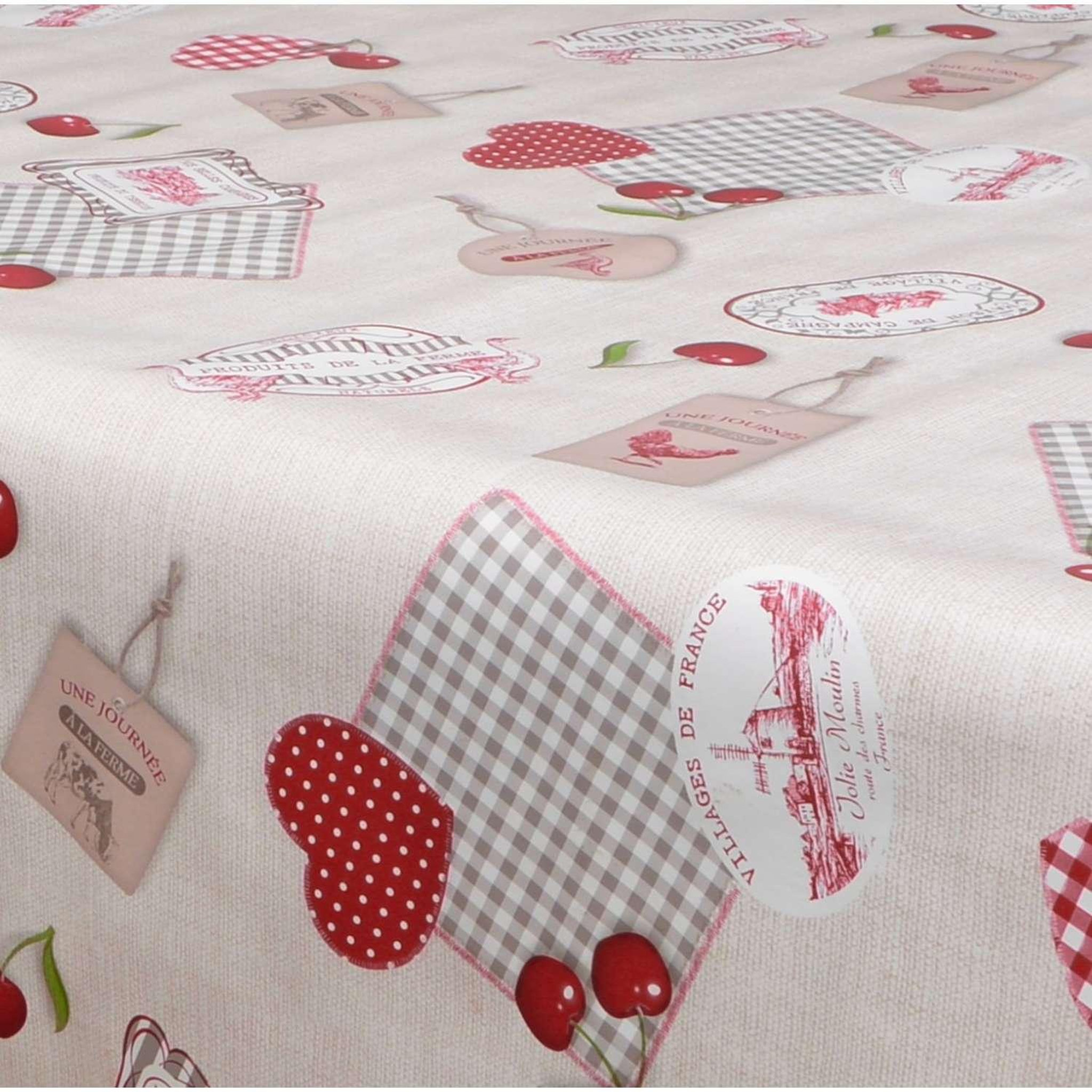 Voir la diapositive 3 : HABITABLE Nappe en toile cirée rectangulaire Campagne - 140 x 200 cm - Beige