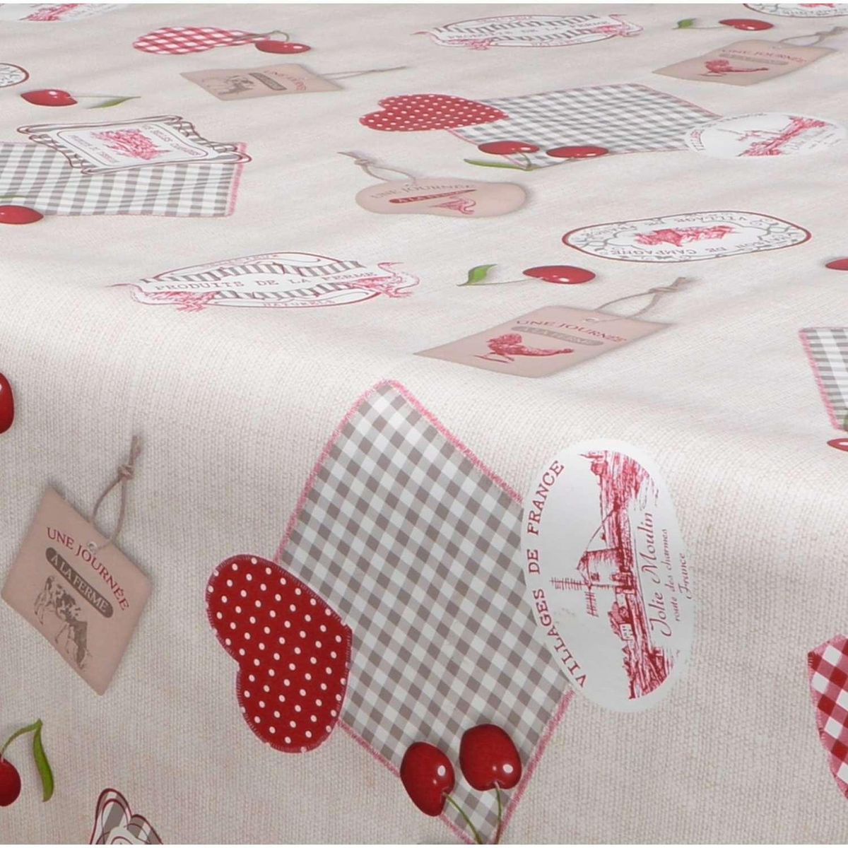 HABITABLE Nappe en toile cirée rectangulaire Campagne - 140 x 200 cm - Beige