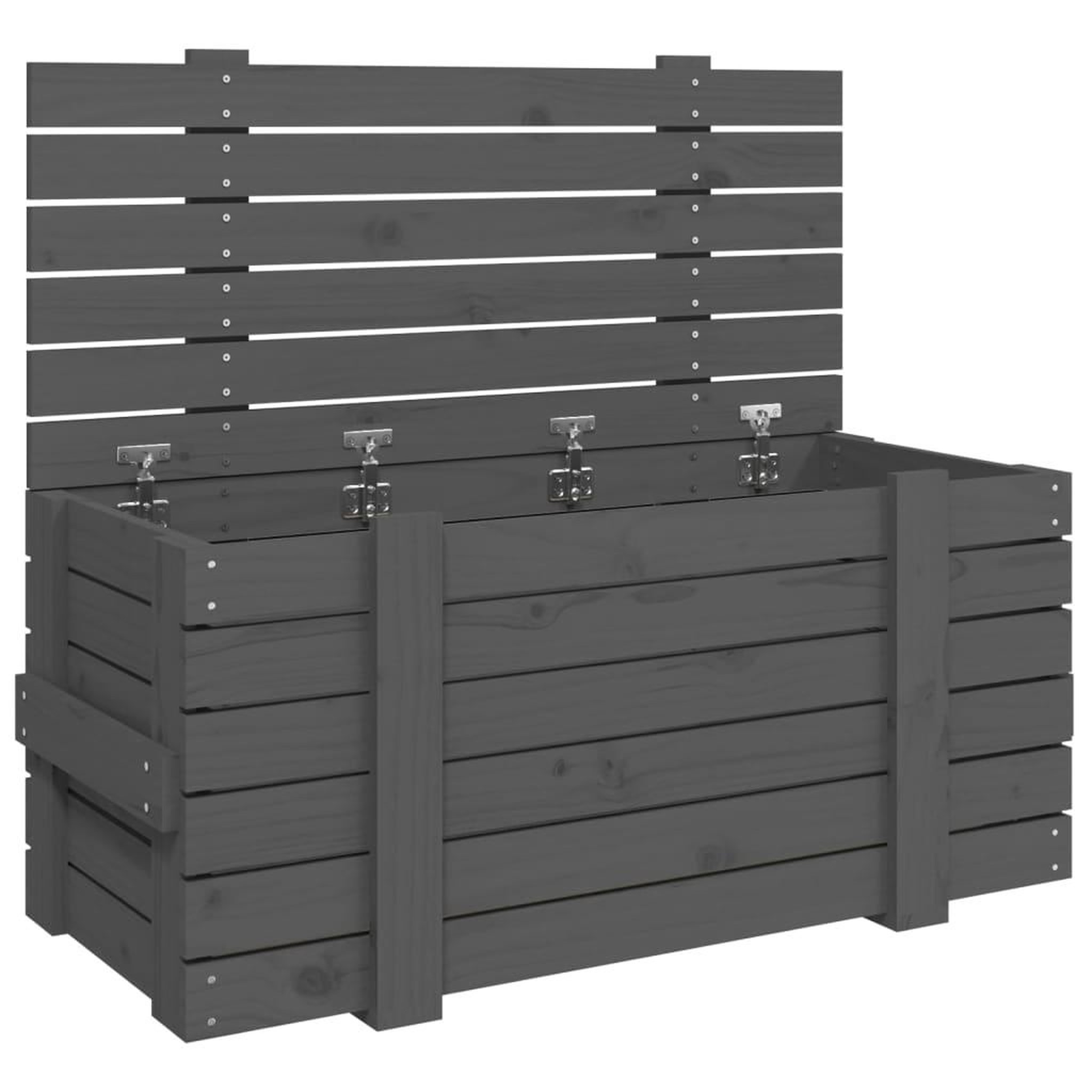 Voir la diapositive 2 : VIDAXL Boîte de rangement Gris 91x40,5x42 cm Bois massif de pin