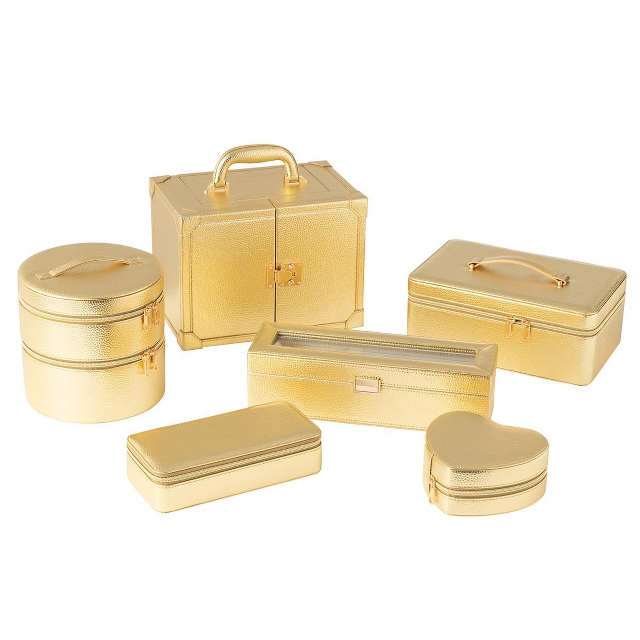 Voir la diapositive 4 : J-LINE Boîte ronde pour cosmétiques  ericka  19cm or