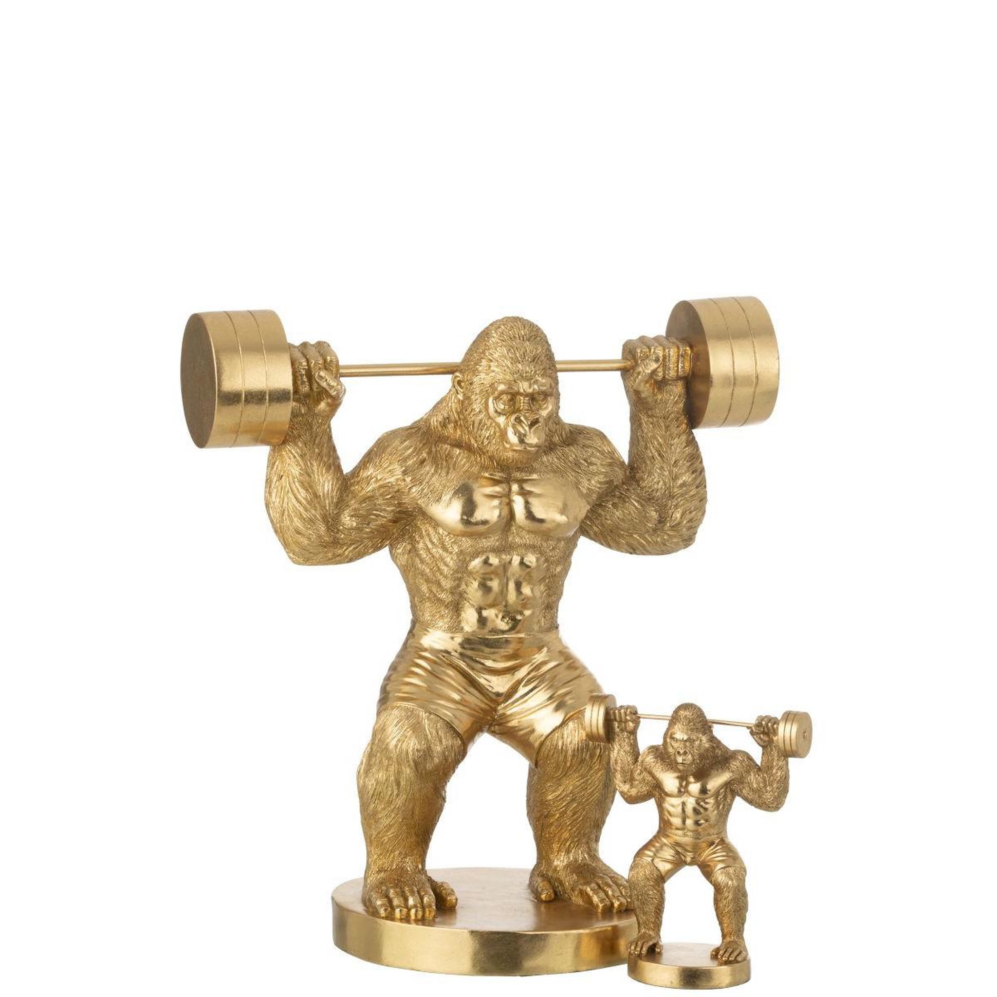 Voir la diapositive 3 : J-LINE Statue gorille en résine  haltérophilie  62cm doré