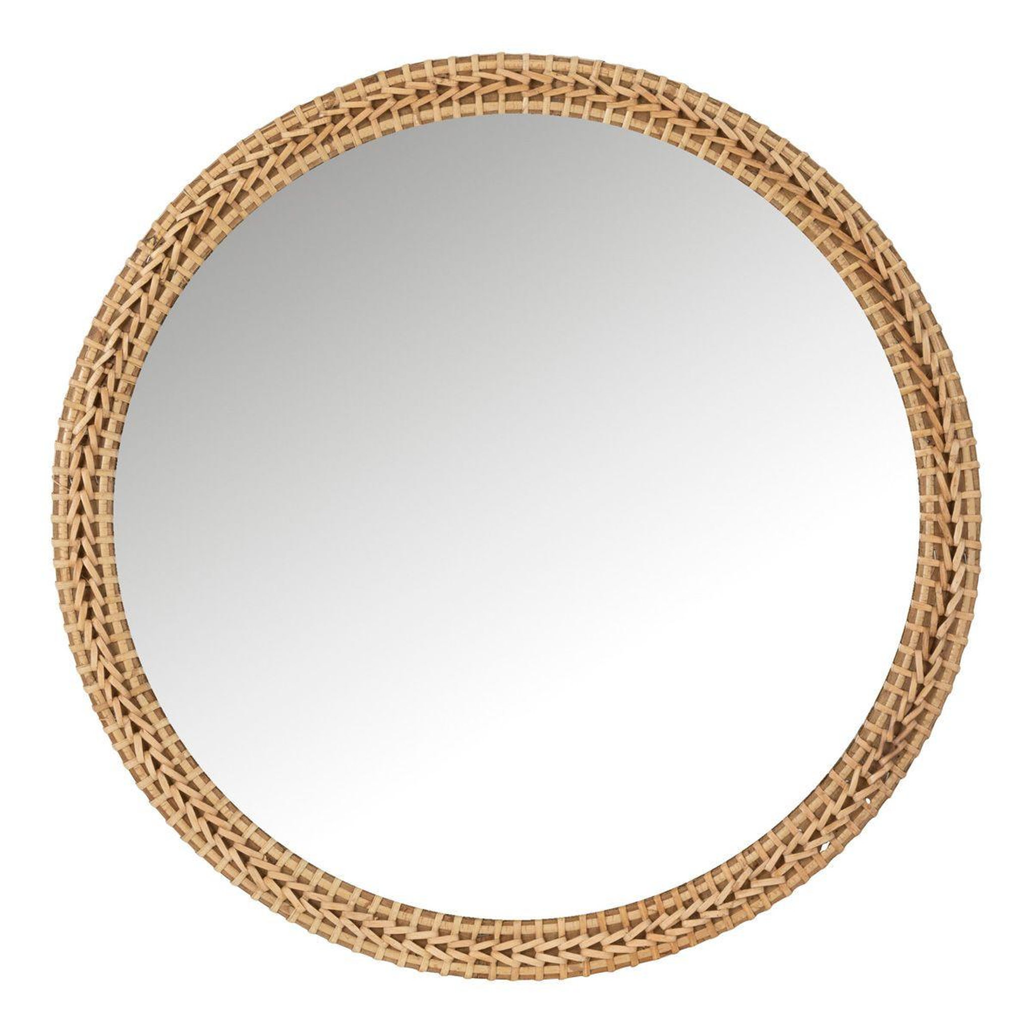 J-LINE Miroir Mural Rond  Mariage du Sud  75cm Naturel