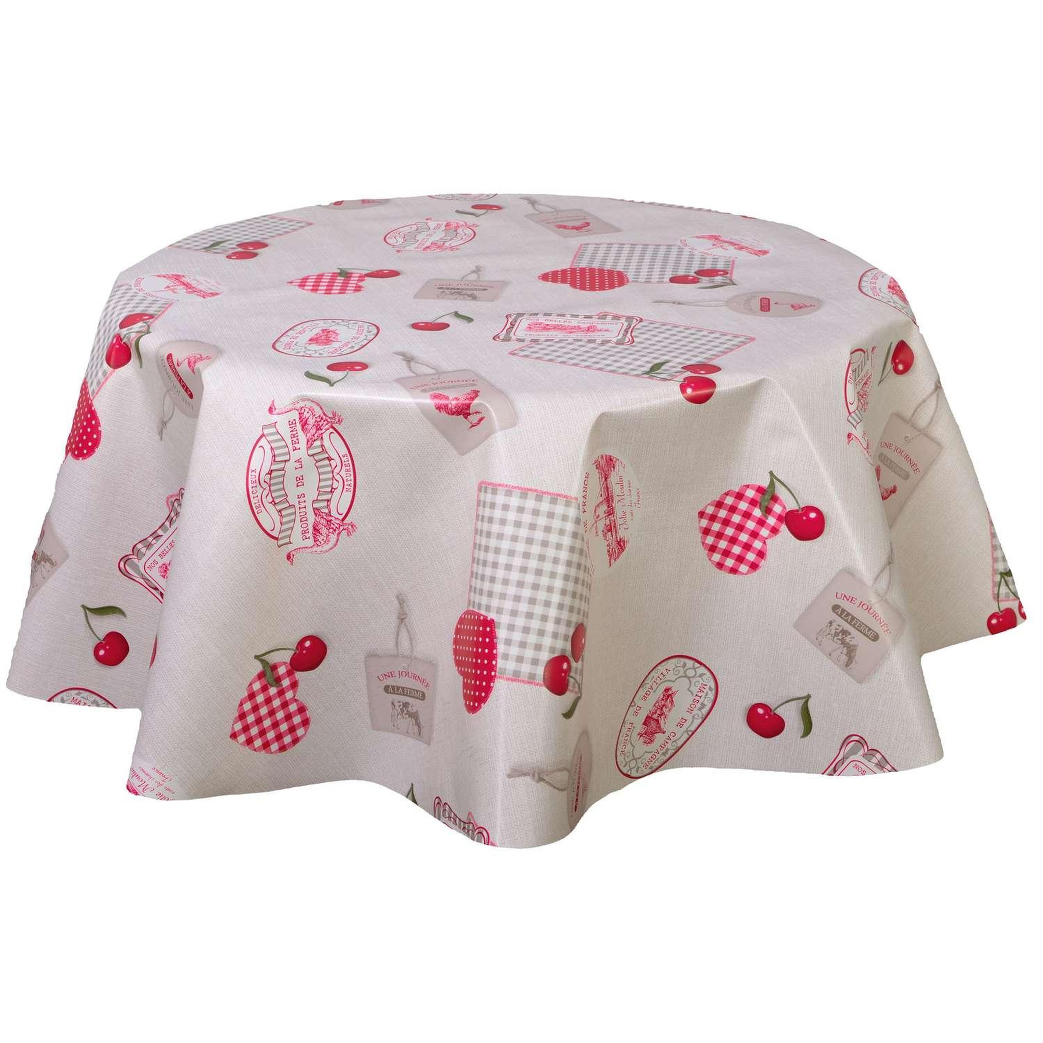 HABITABLE Nappe en toile cirée ronde Campagne - Diam. 135 cm - Beige