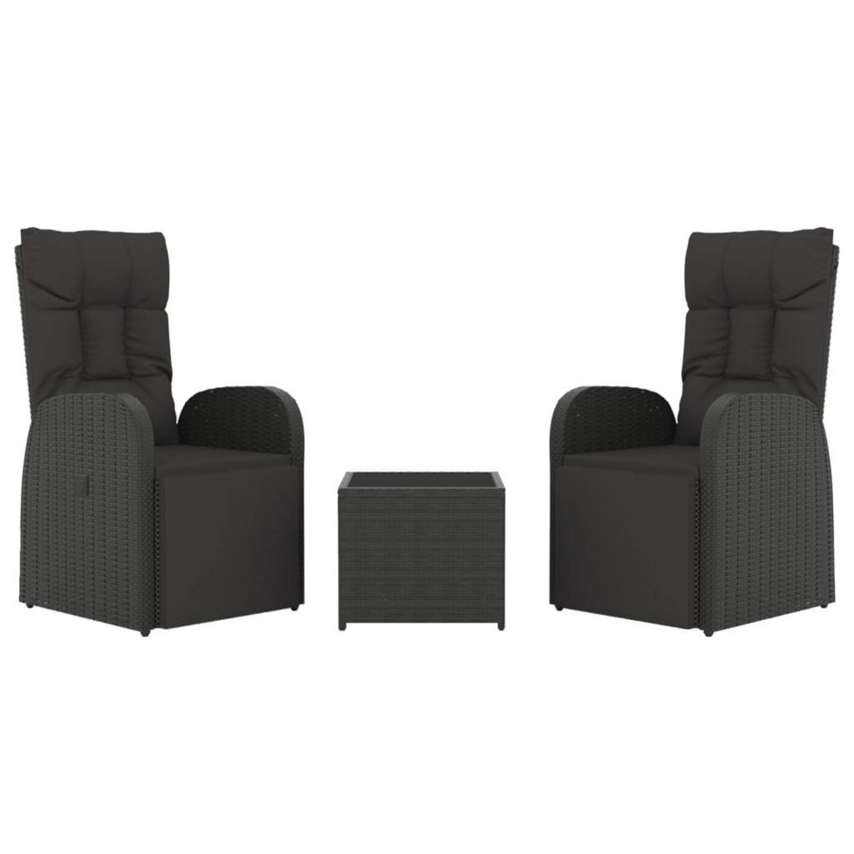 VIDAXL Ensemble de salon de jardin 3 pcs noir poly rotin et acier