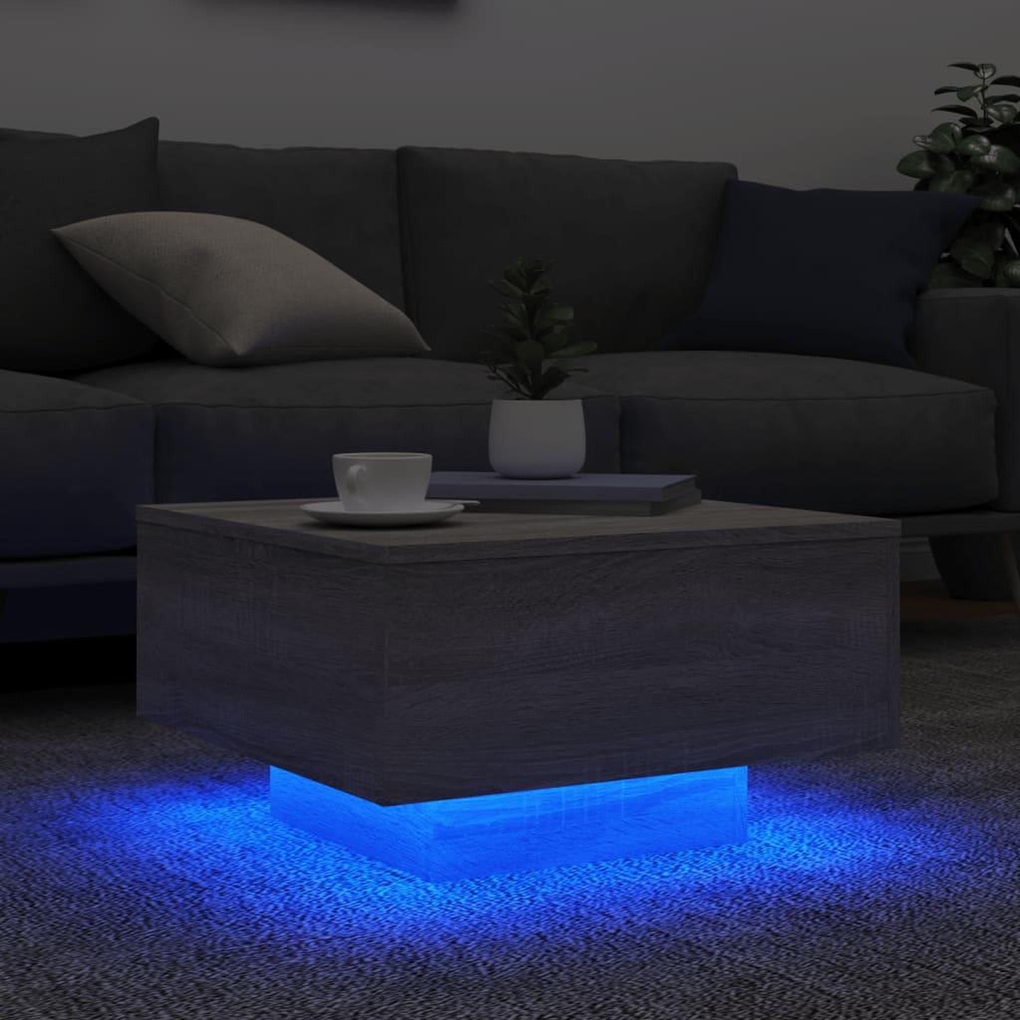Voir la diapositive 4 : VIDAXL Table basse avec lumieres LED sonoma gris 55x55x31 cm