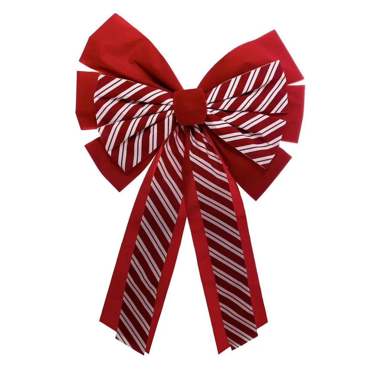 ATMOSPHERA Nœud Déco Velours  Rayures  60cm Rouge & Blanc