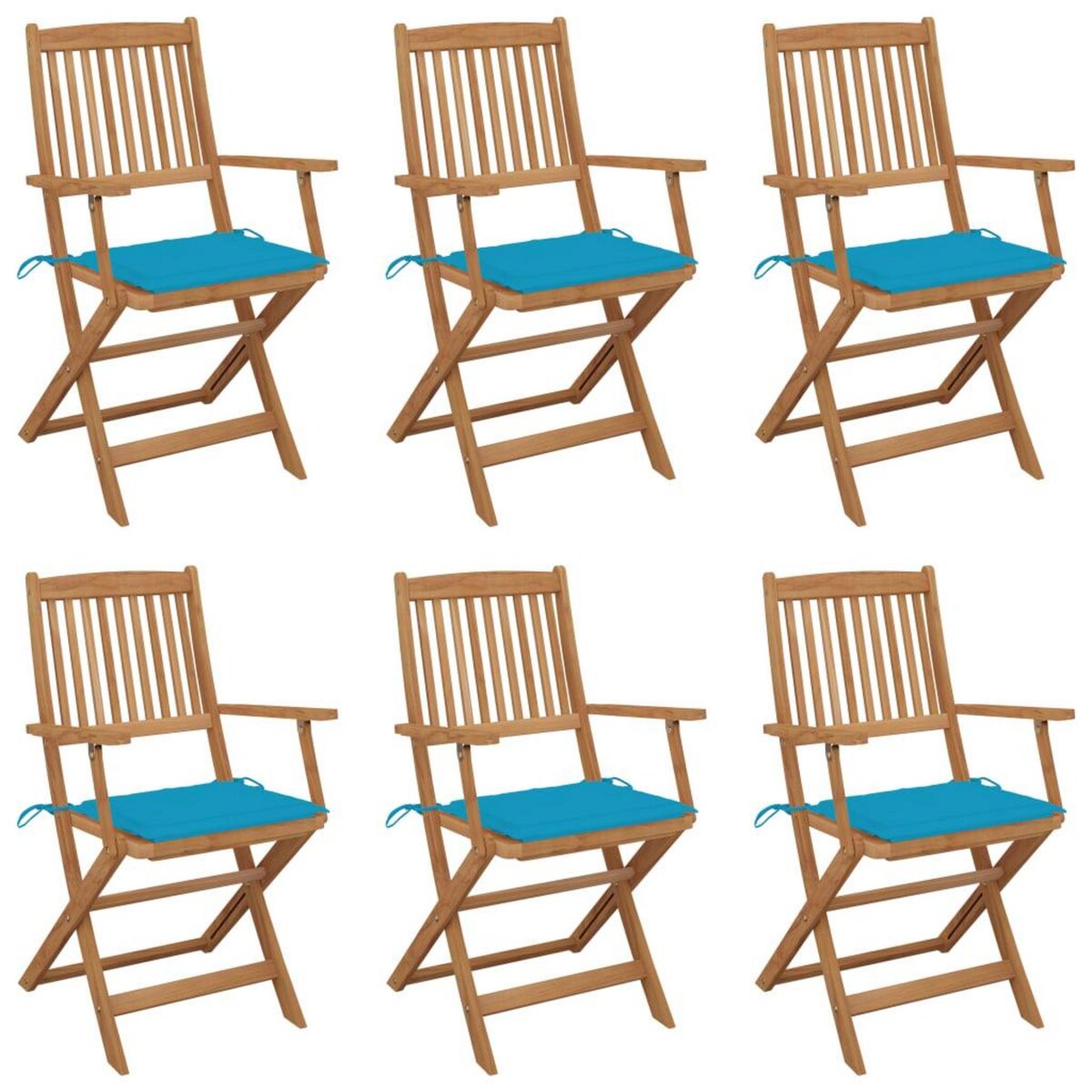 VIDAXL Chaises pliables de jardin lot de 6 avec coussins Bois d'acacia