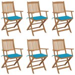 VIDAXL Chaises pliables de jardin lot de 6 avec coussins Bois d'acacia