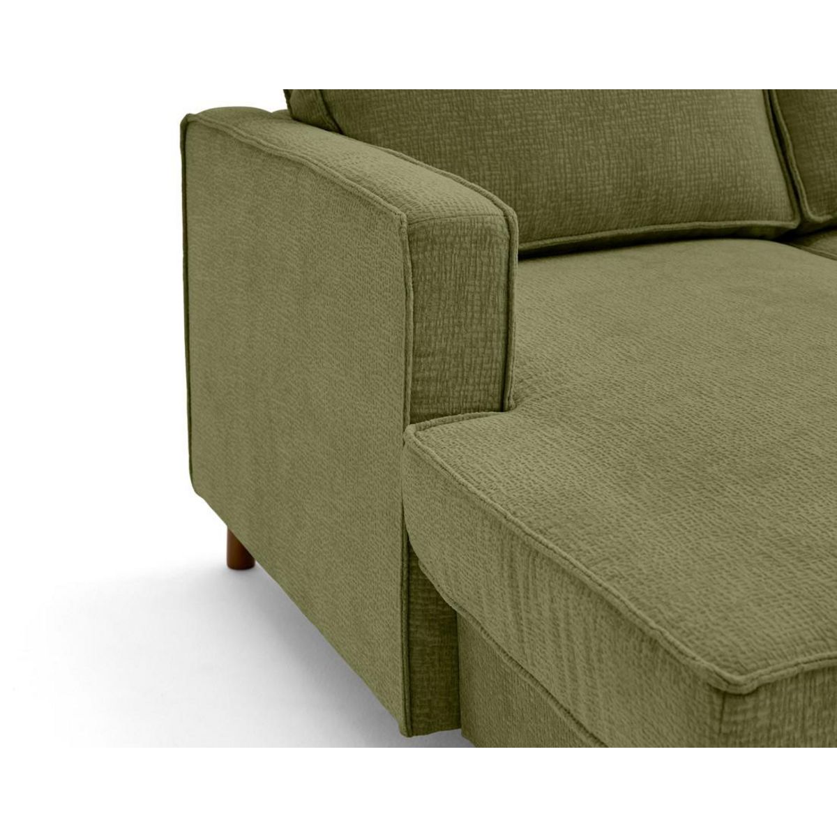 LISA DESIGN Jake - canapé panoramique d'angle droit 7 places convertible avec coffre en tissu velours relief