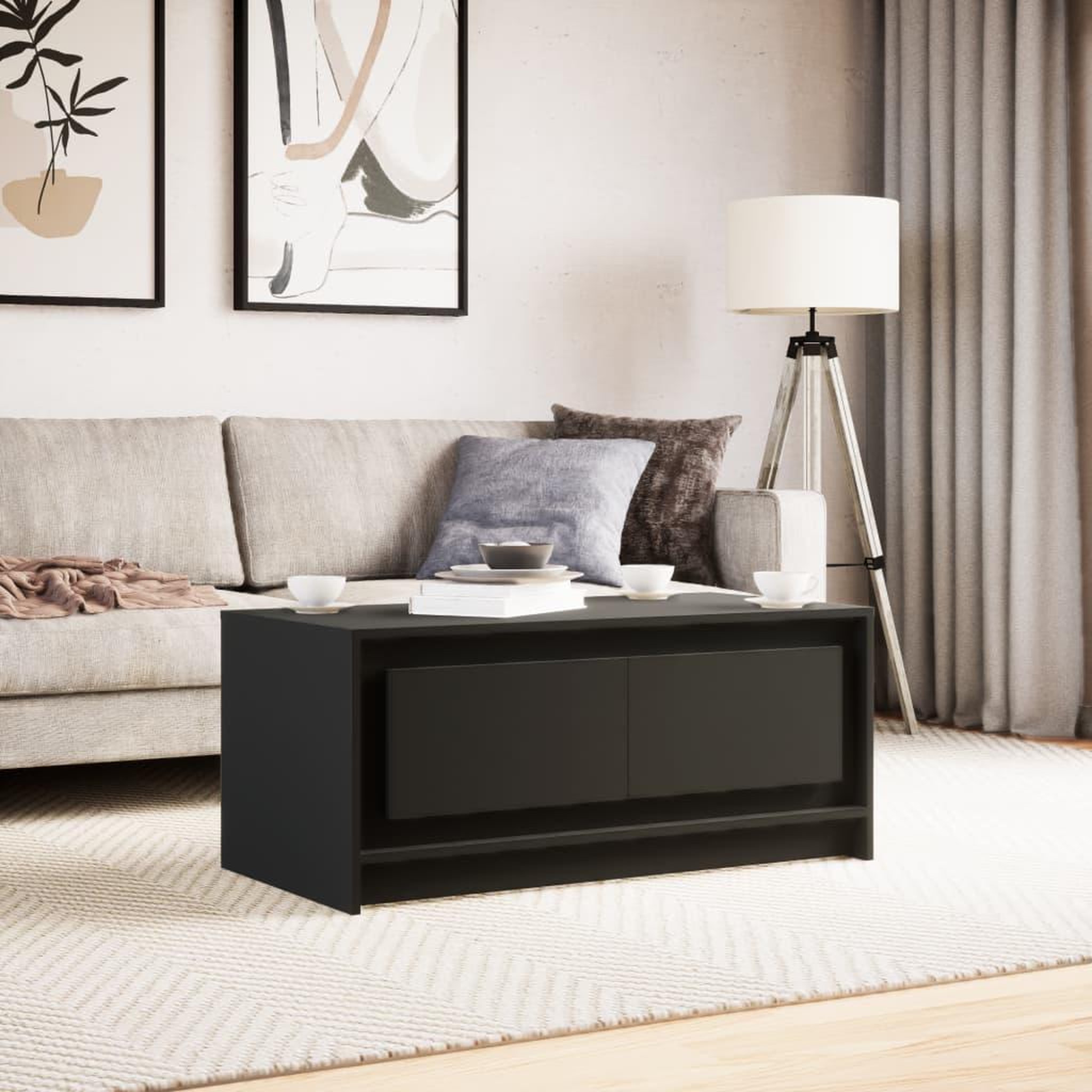 Voir la diapositive 5 : VIDAXL Table basse avec lumieres LED noir bois d'ingenierie