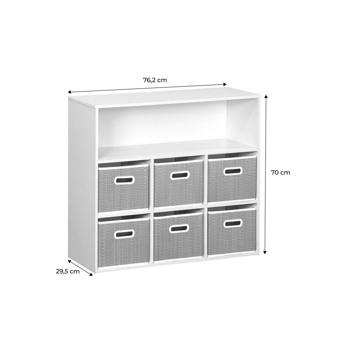 SWEEEK Meuble de rangement pour enfant avec 7 compartiments et 6 paniers en fibre végétale