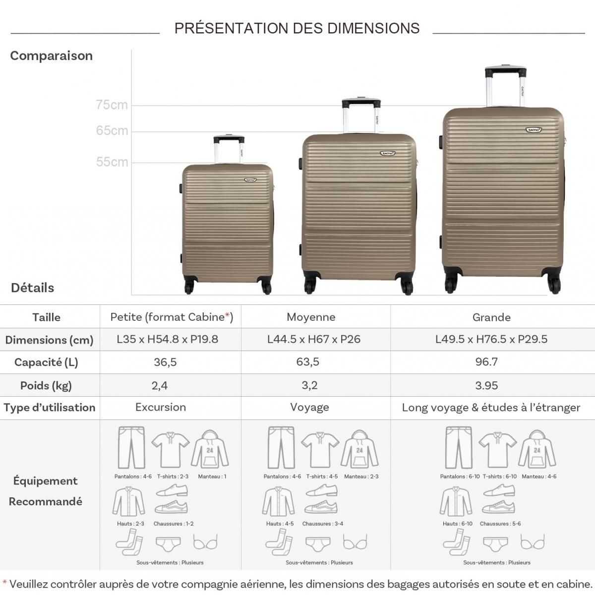 Cactus Lot 3 valises rigides dont 1 valise cabine