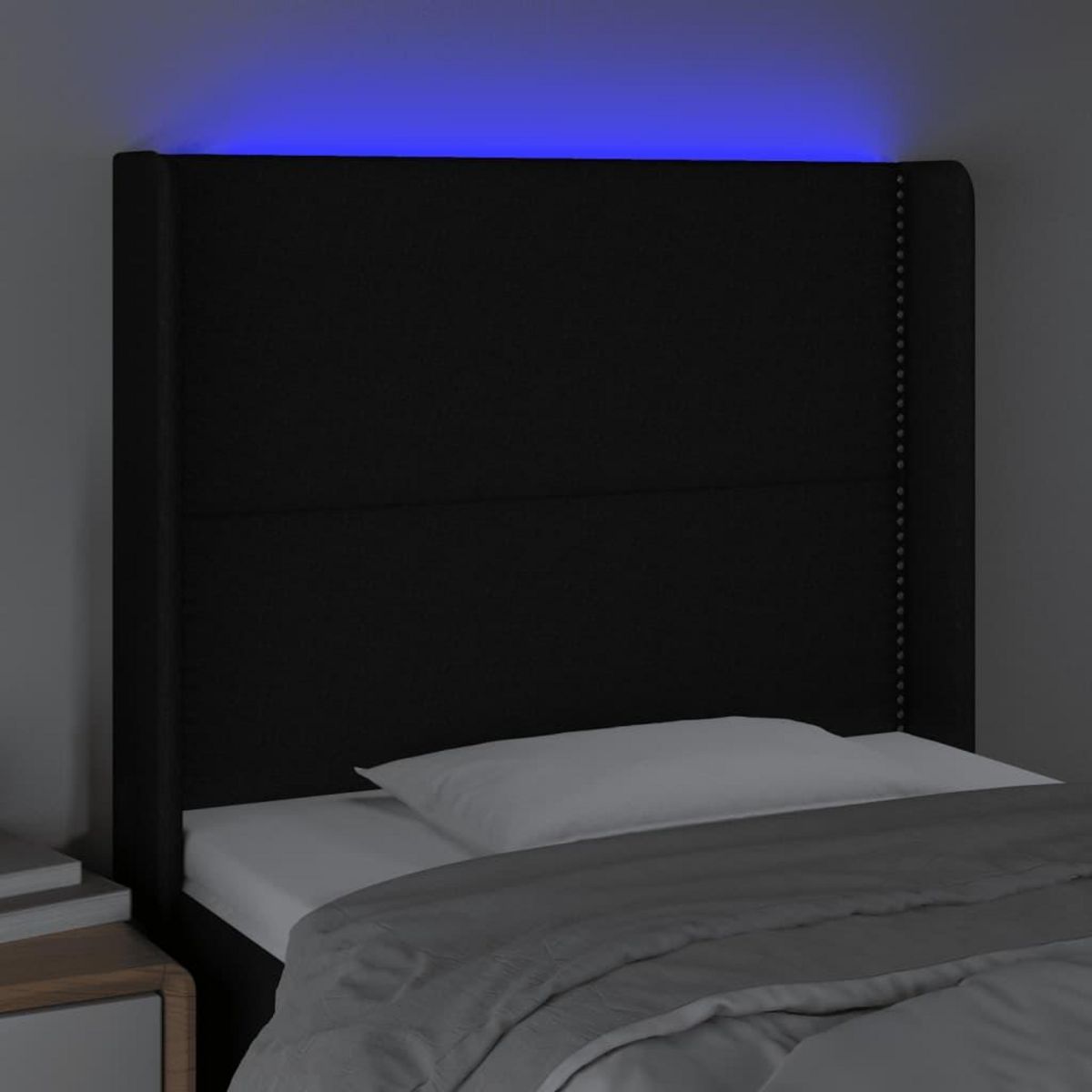VIDAXL Tete de lit a LED Noir 103x16x118/128 cm Tissu