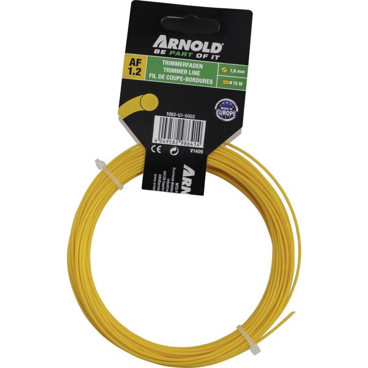 ARNOLD Fil de coupe-bordure rond en nylon 1,6 mm × 15 m