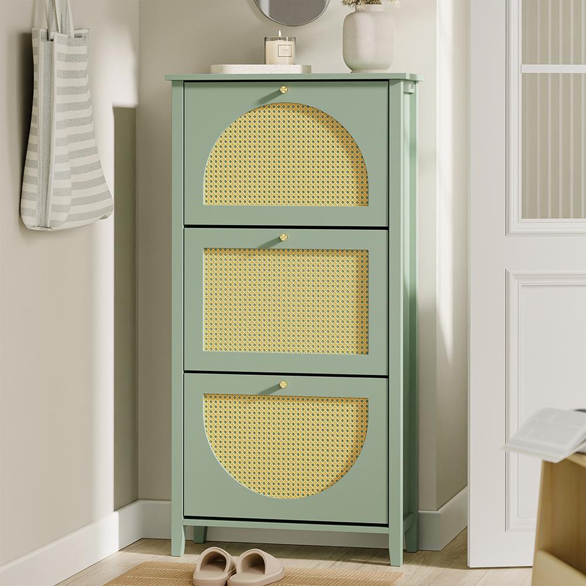 Voir la diapositive 2 : SOBUY Armoire à Chaussures Vert 62x25x121cm FSR222-GR