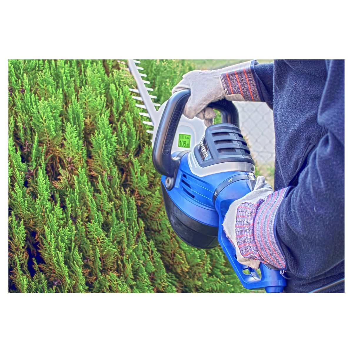 HYUNDAI Taille-haie électrique 750 W 28 mm - Poignée arrière rotative à 180°