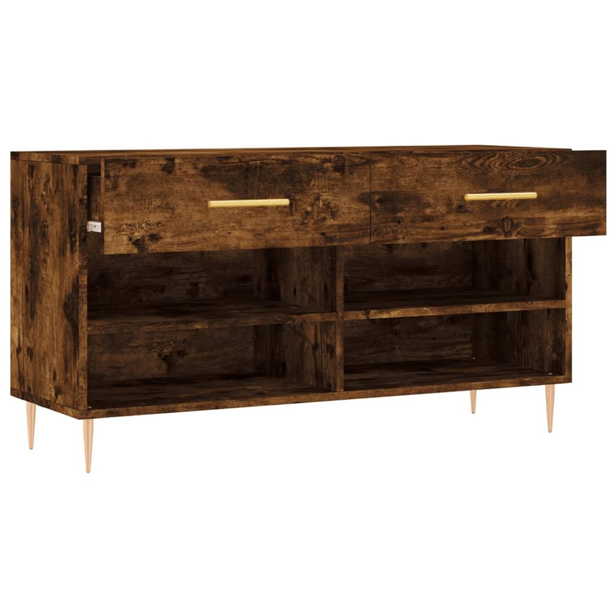 Voir la diapositive 5 : VIDAXL Banc a chaussures chene fume 102x35x55 cm bois d'ingenierie