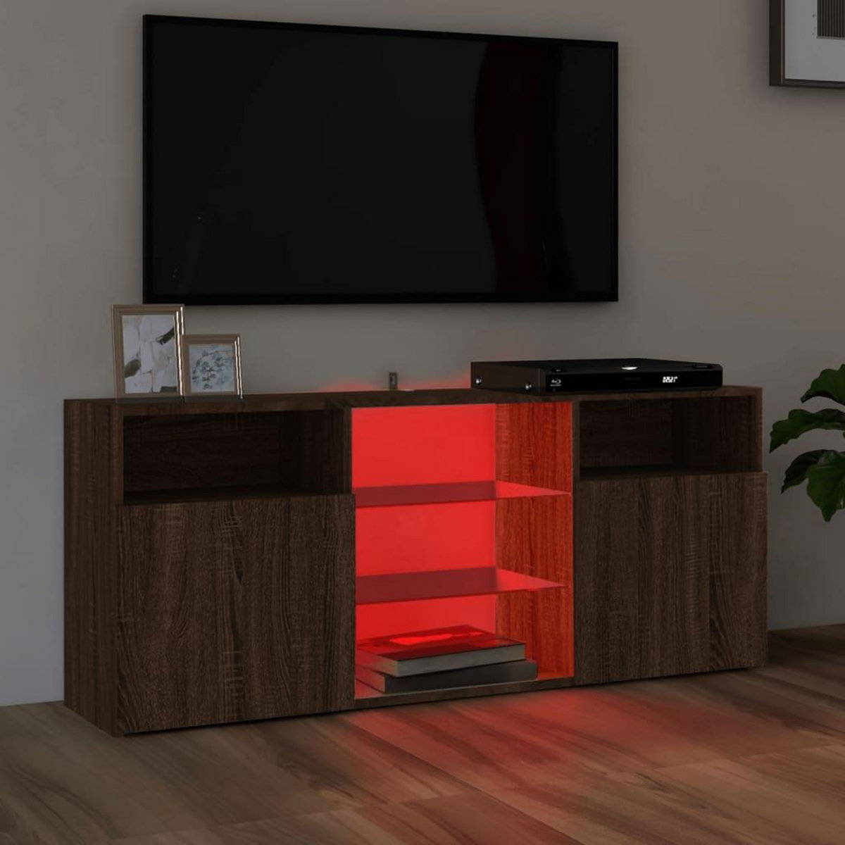 VIDAXL Meuble TV avec lumieres LED Chene marron 120x30x50 cm