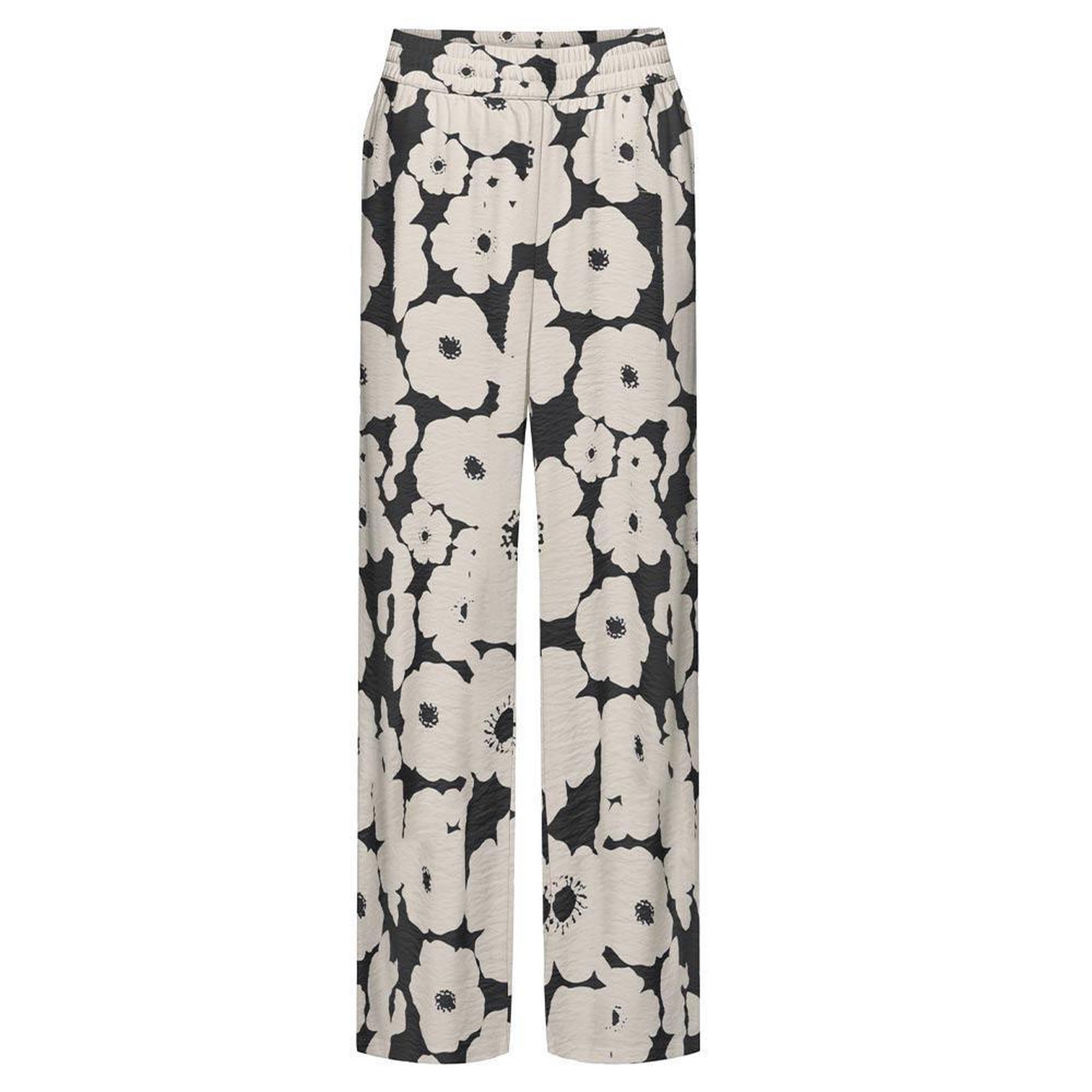 JACQUELINE DE YONG Pantalon Fluide Beige/Noir Femme JDY Troya. Coloris disponibles : Noir