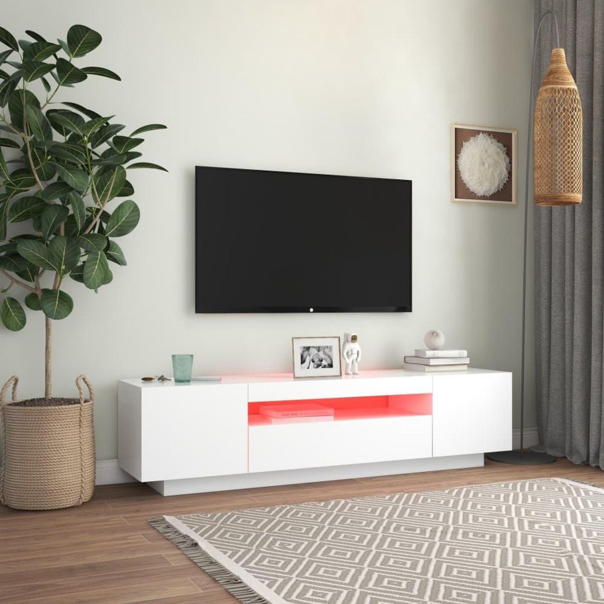 VIDAXL Meuble TV avec lumieres LED blanc 160x35x40 cm