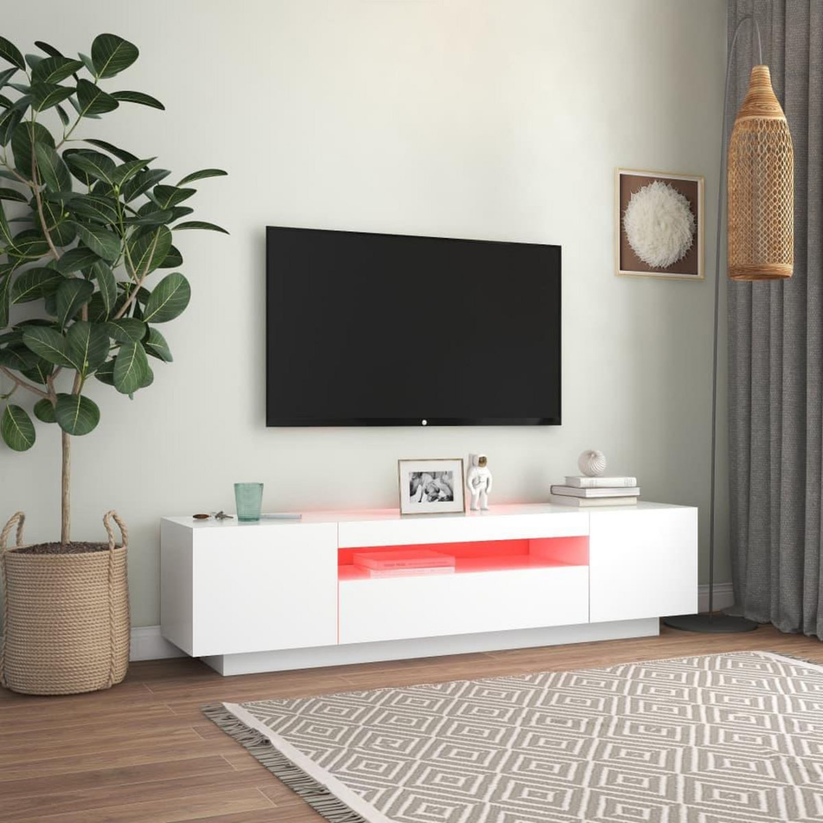 VIDAXL Meuble TV avec lumieres LED blanc 160x35x40 cm