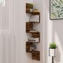 Voir la diapositive 1 : VIDAXL Etagere d'angle murale chene fume 19x19x123cm bois d'ingenierie