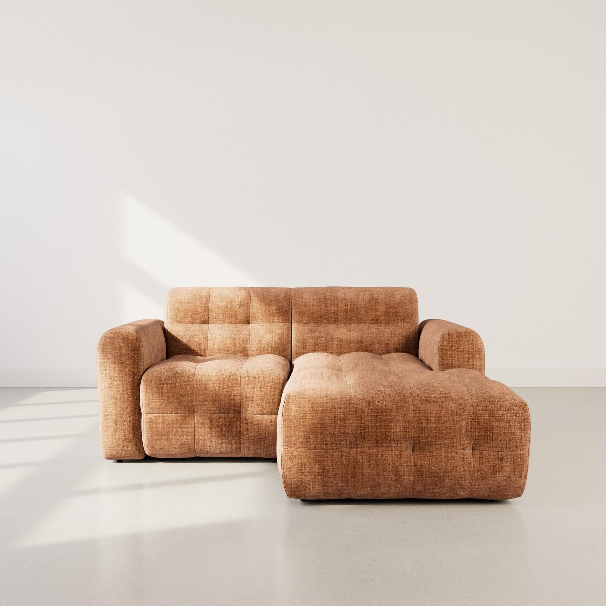 Voir la diapositive 2 : BEST MOBILIER Diane - canapé d'angle droit 4 places en velours texturé