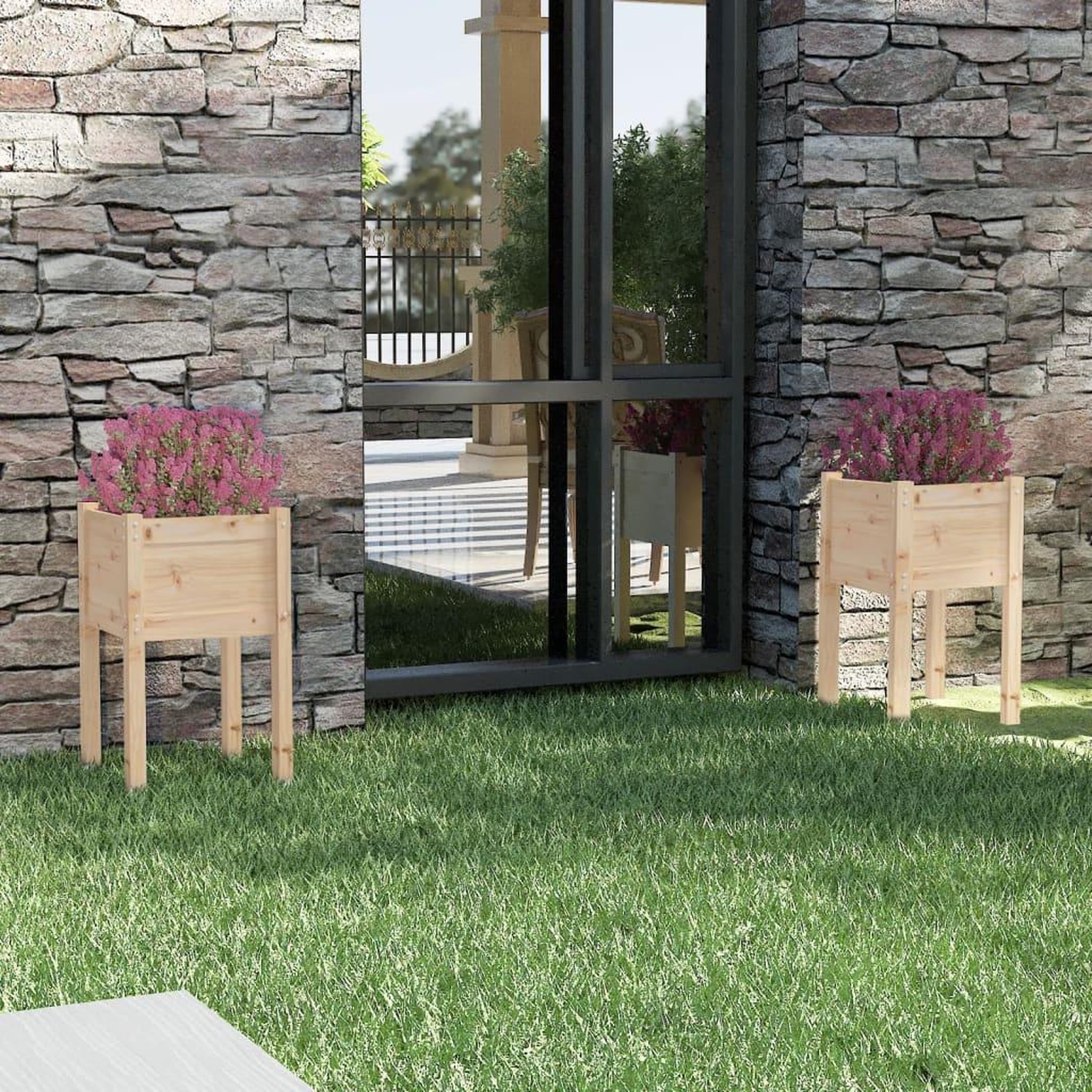 Voir la diapositive 1 : VIDAXL Jardinieres d'exterieur 2 pcs 40x40x70 cm bois de pin massif