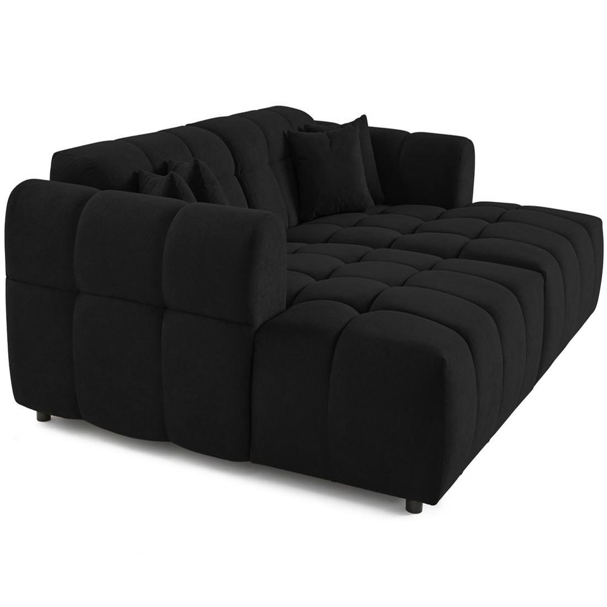 Voir la diapositive 2 : BEST MOBILIER Ray - canapé droit 4 places avec double méridienne - assise profonde - en tissu texturé