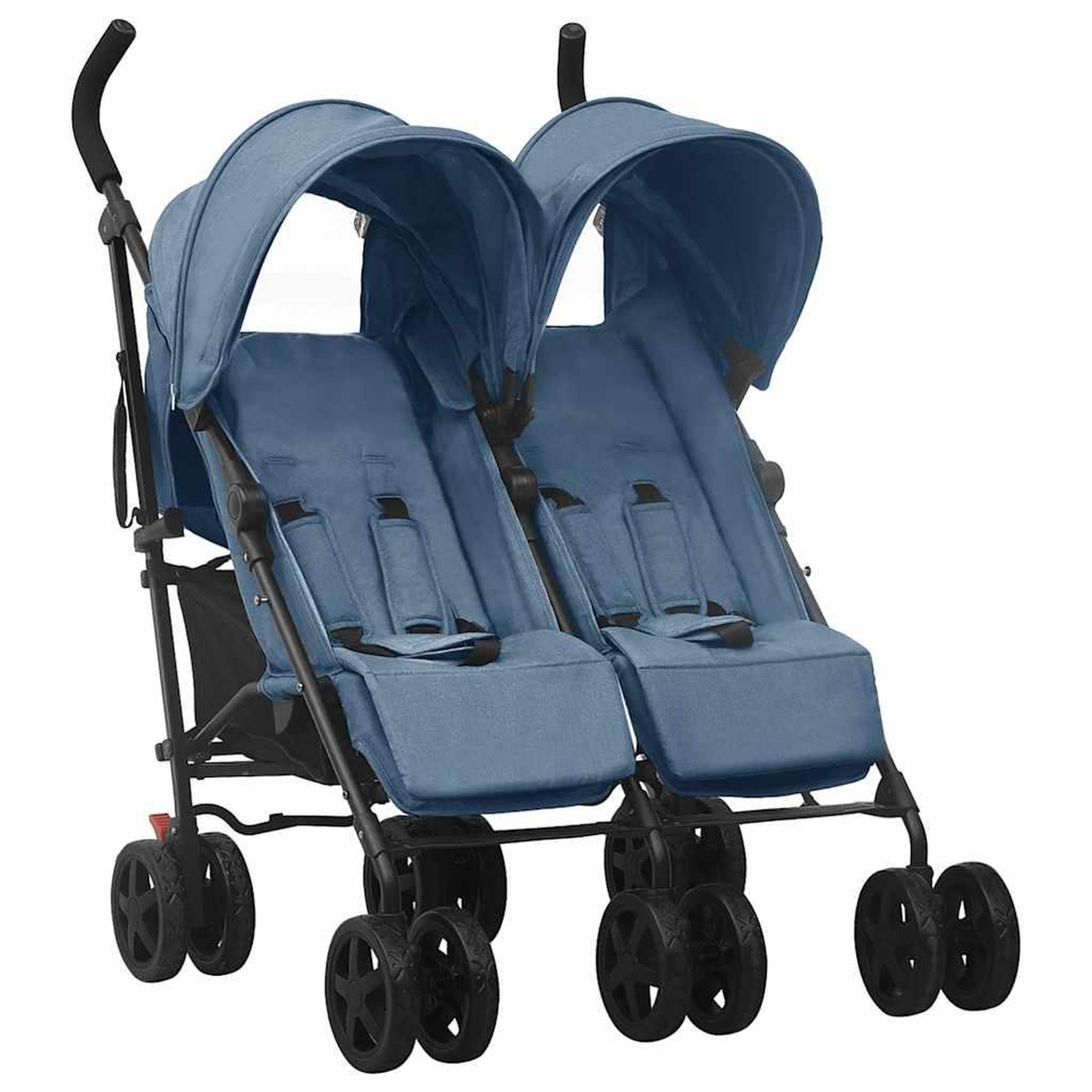 VIDAXL Poussette a deux places Bleu marine Acier