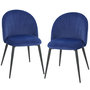 Voir la diapositive 5 : HOMCOM Lot de 2 chaises de salle à manger pieds en acier tissu velours bleu