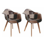 Paris Prix Lot de 2 Fauteuils Déco  Patchwork  84cm Marron