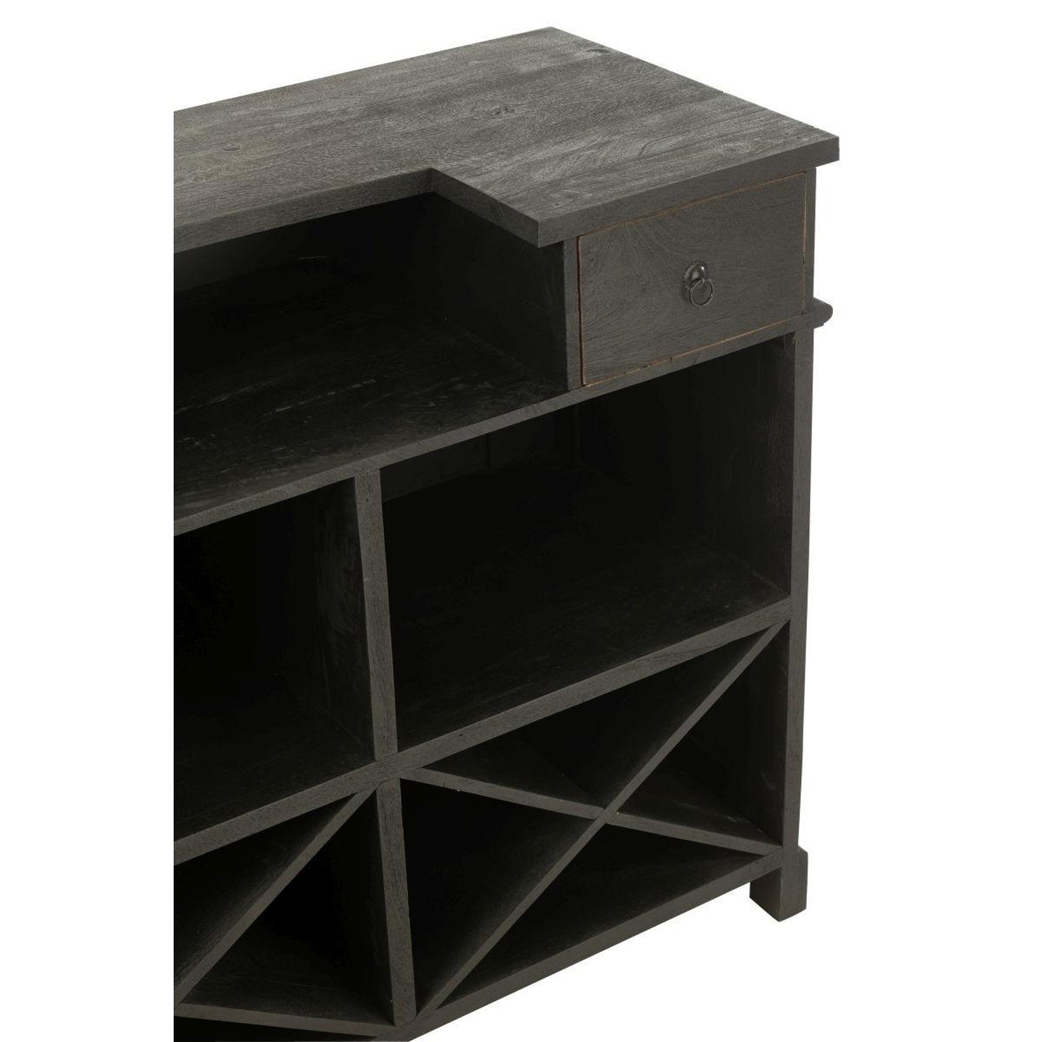 Voir la diapositive 6 : J-LINE Bar 2 tiroirs en bois  hollywood  180cm noir
