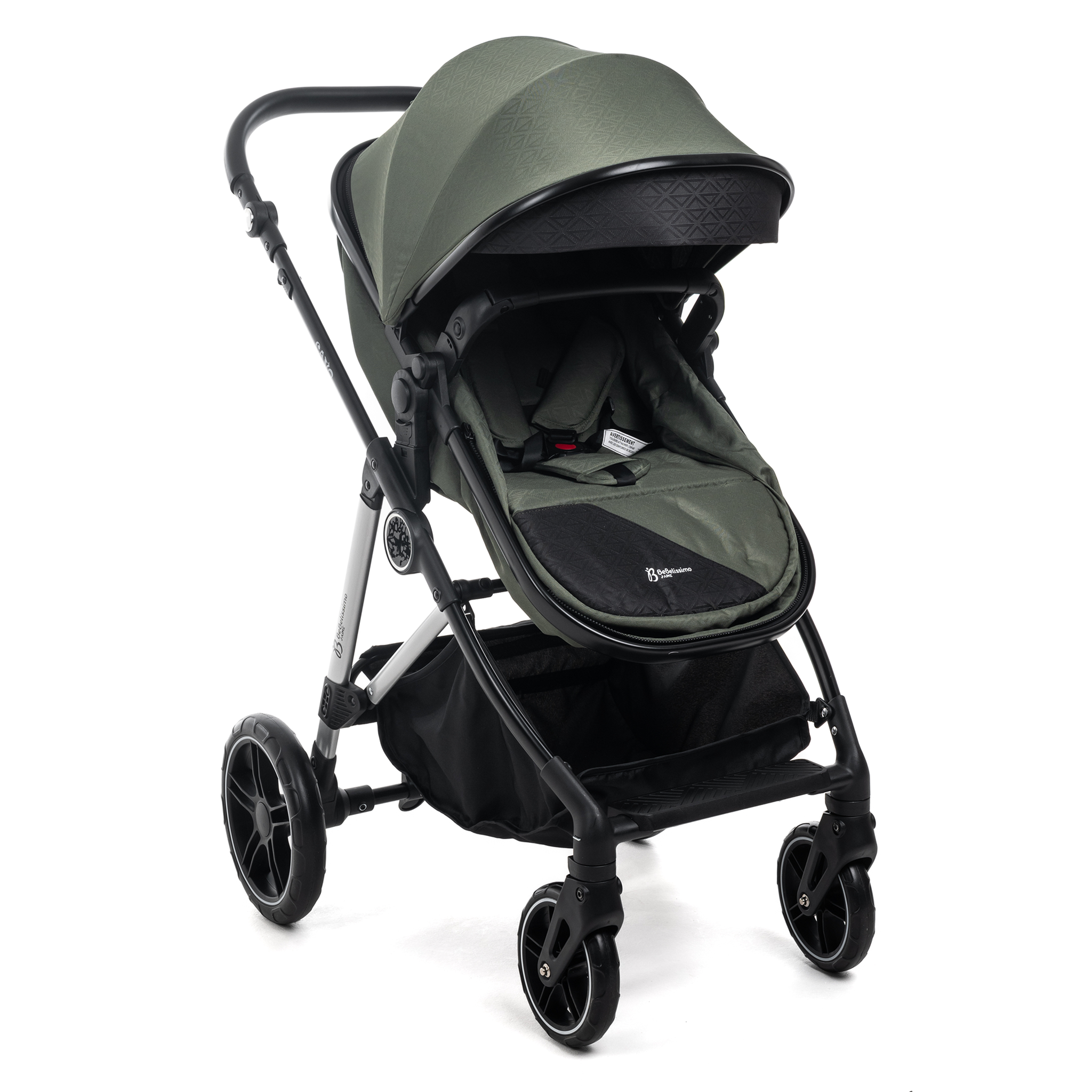 Voir la diapositive 4 : BEBELISSIMO Poussette combinée trio 3 en 1 - siège auto 0+ CAVO – nacelle – dès la naissance – jusqu'à 22kg  - vert