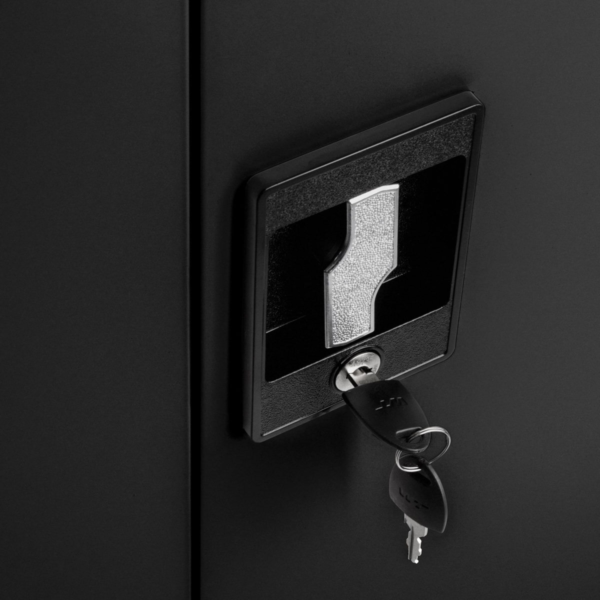 tectake Armoires de classement en métal en Acier lâqué époxy noir Set de 2