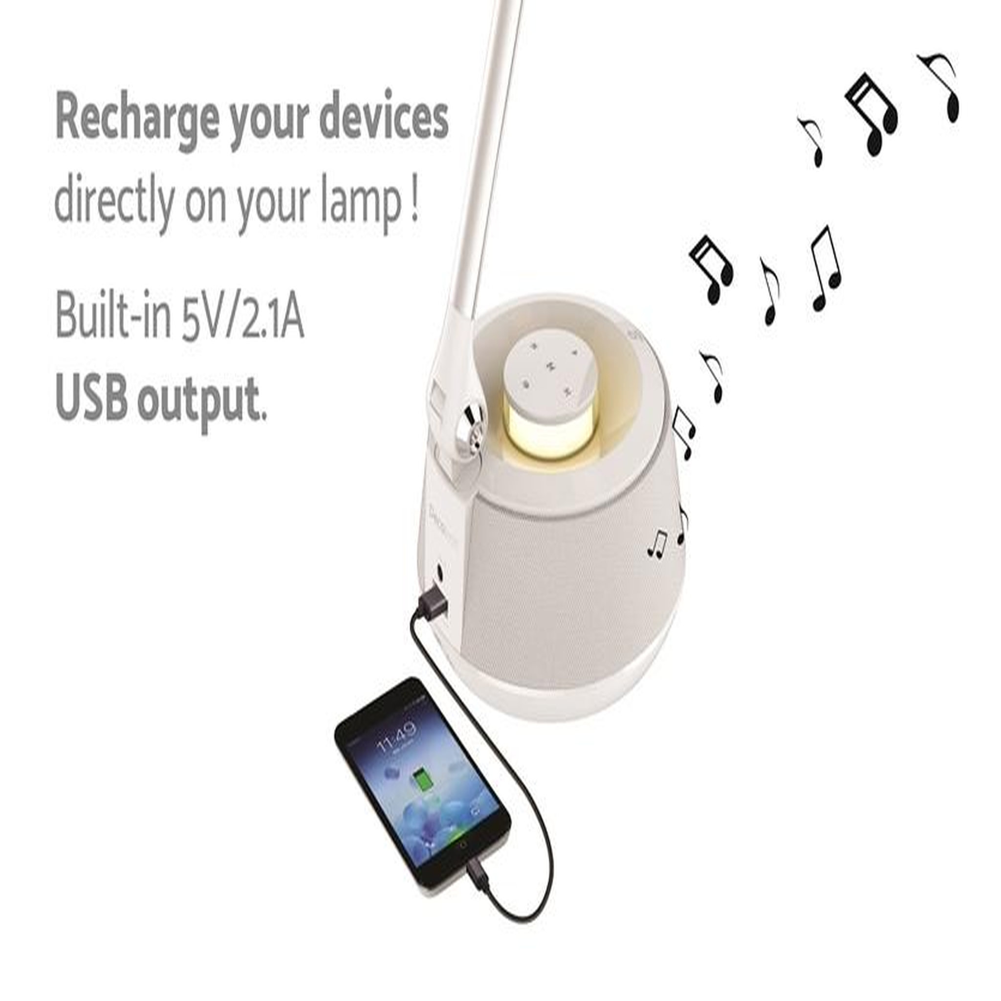 Voir la diapositive 4 : Lexibook Lampe de bureau avec lumières led et enceinte bluetooth