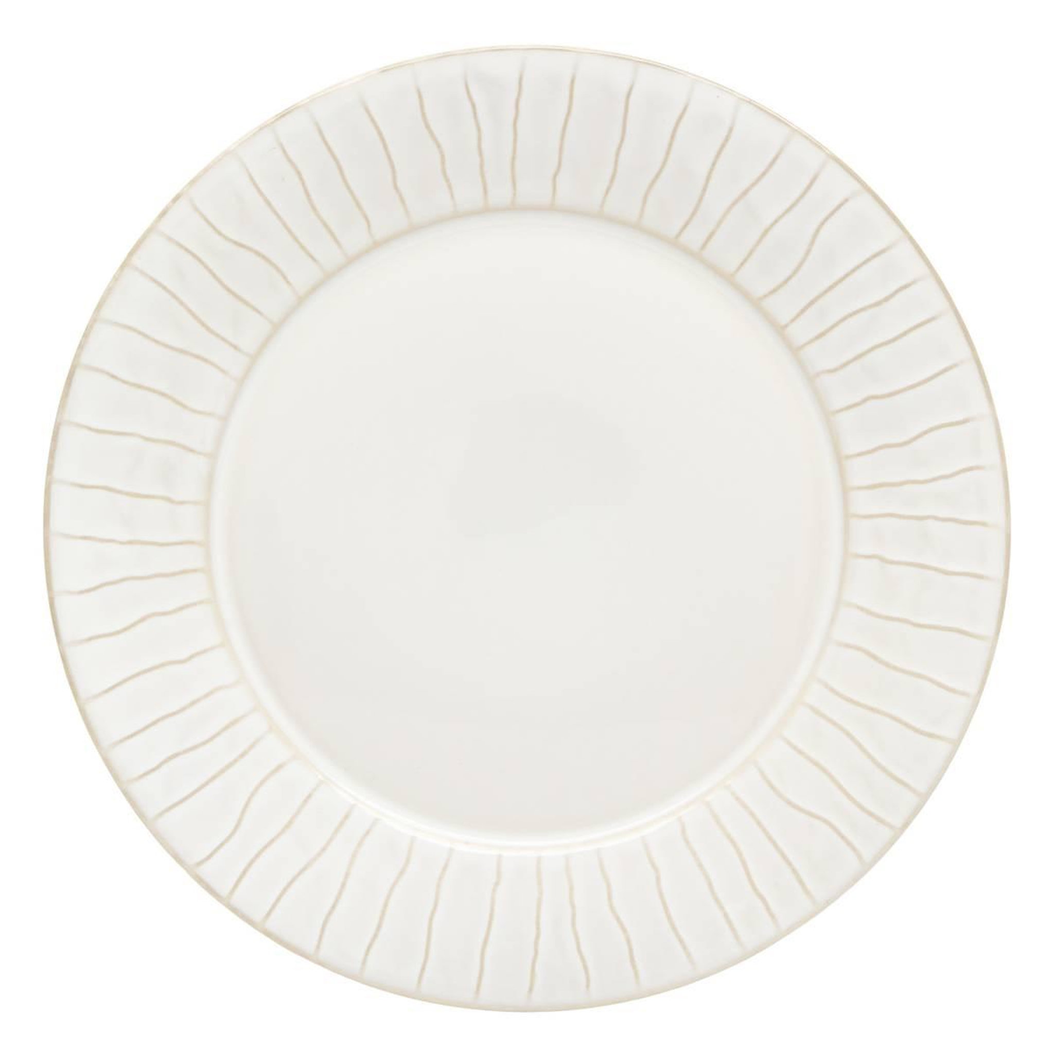 Voir la diapositive 2 : SECRET DE GOURMET Lot de 6 Assiettes Plates Lignes  Camille  27cm Blanc