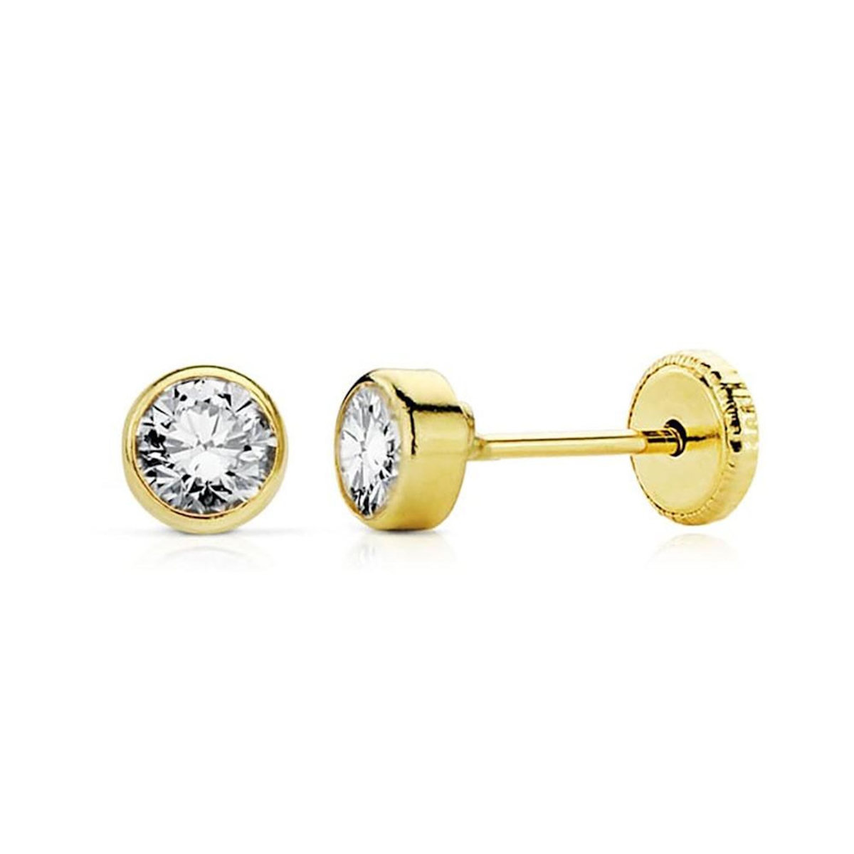 L'ATELIER D'AZUR Boucles d'Oreilles Or 18 Carats 750/000 Jaune - Puces Zirconium