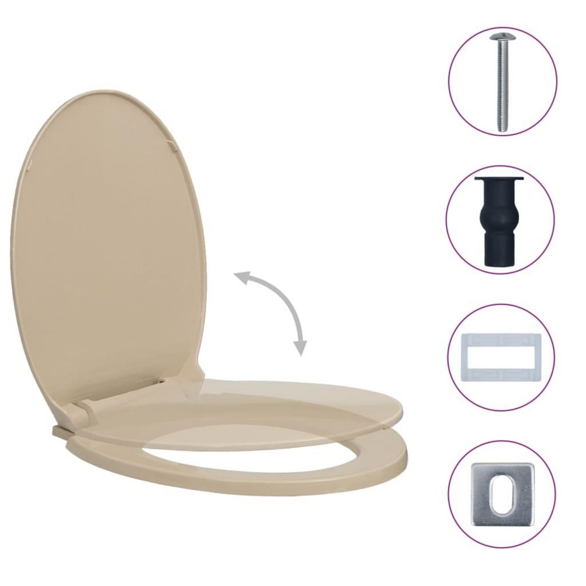 VIDAXL Siege de toilette a fermeture en douceur Beige Ovale