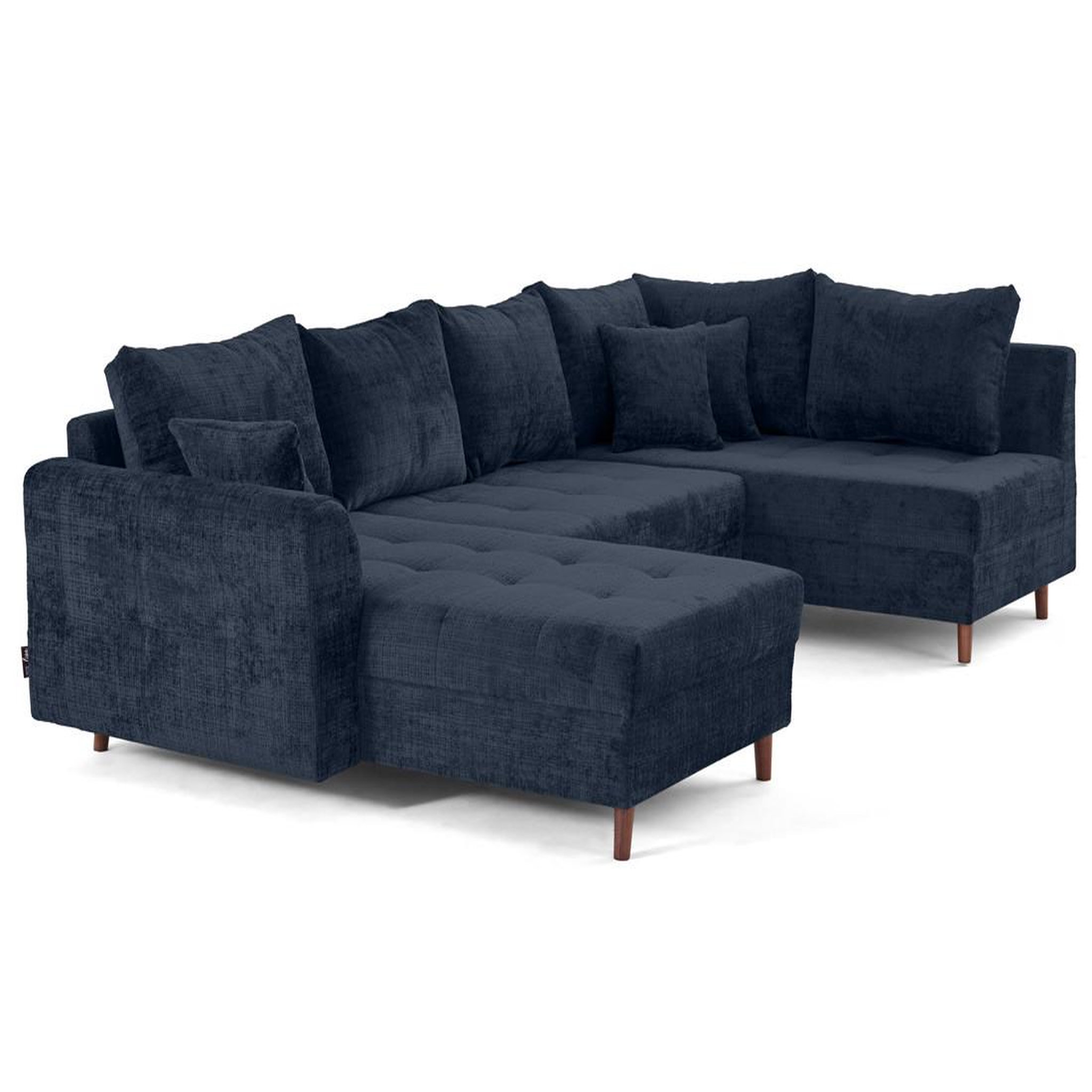 Voir la diapositive 4 : BEST MOBILIER Rune - canapé panoramique d'angle droit 7 places en velours texturé
