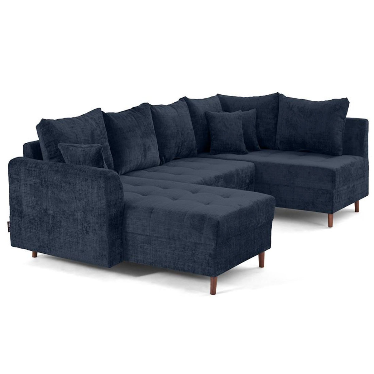 LISA DESIGN Rune - canapé panoramique d'angle droit 7 places en velours texturé