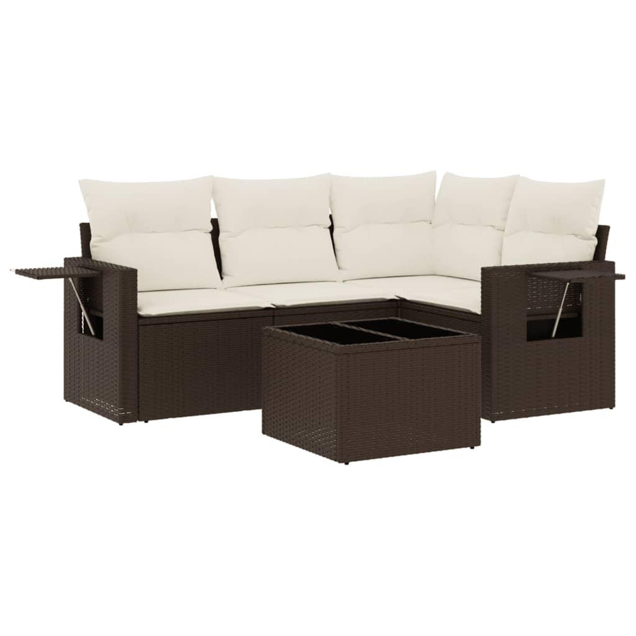 Voir la diapositive 2 : VIDAXL Salon de jardin avec coussins 5 pcs marron resine tressee