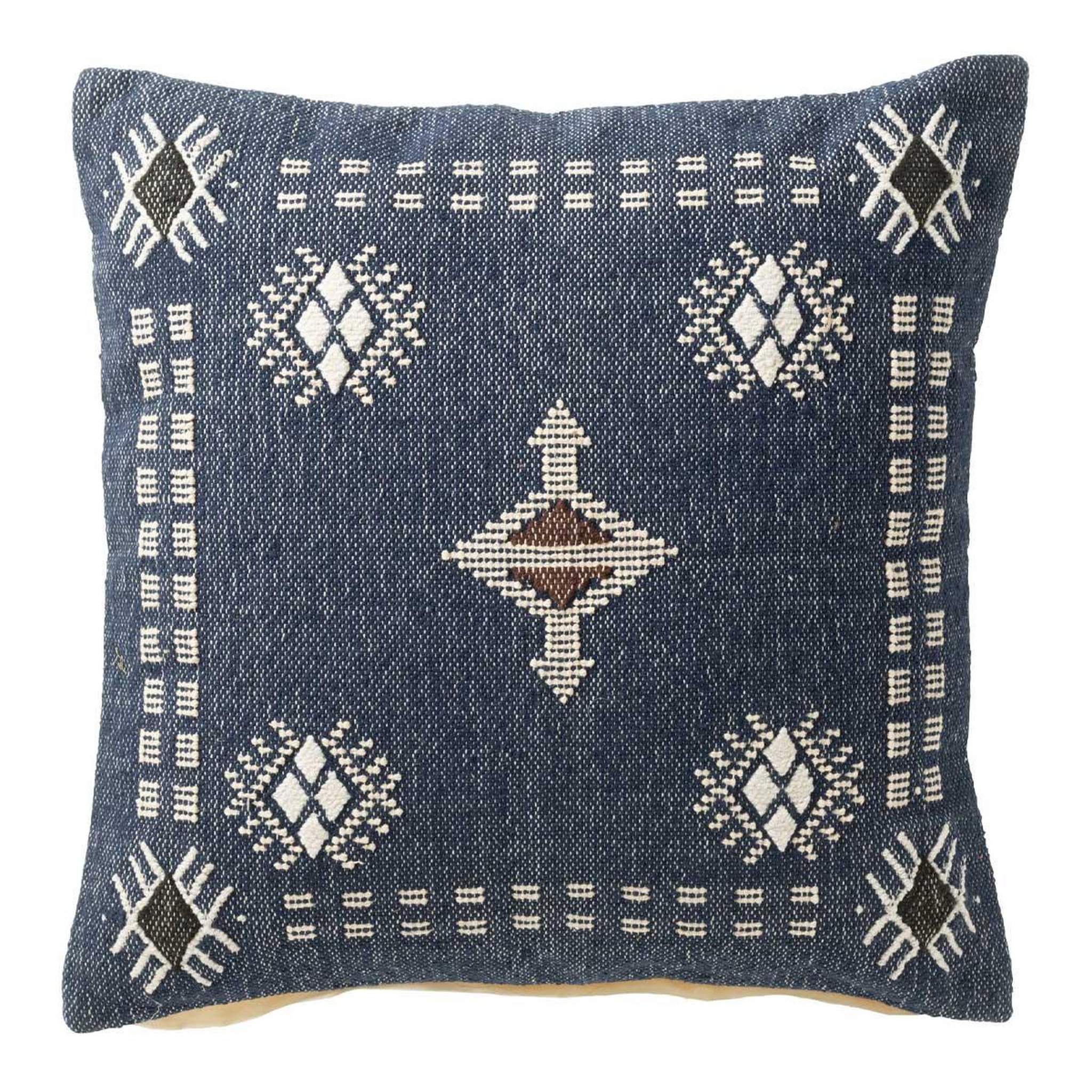 J-LINE Coussin déco en coton  ethique  45x45cm bleu foncé