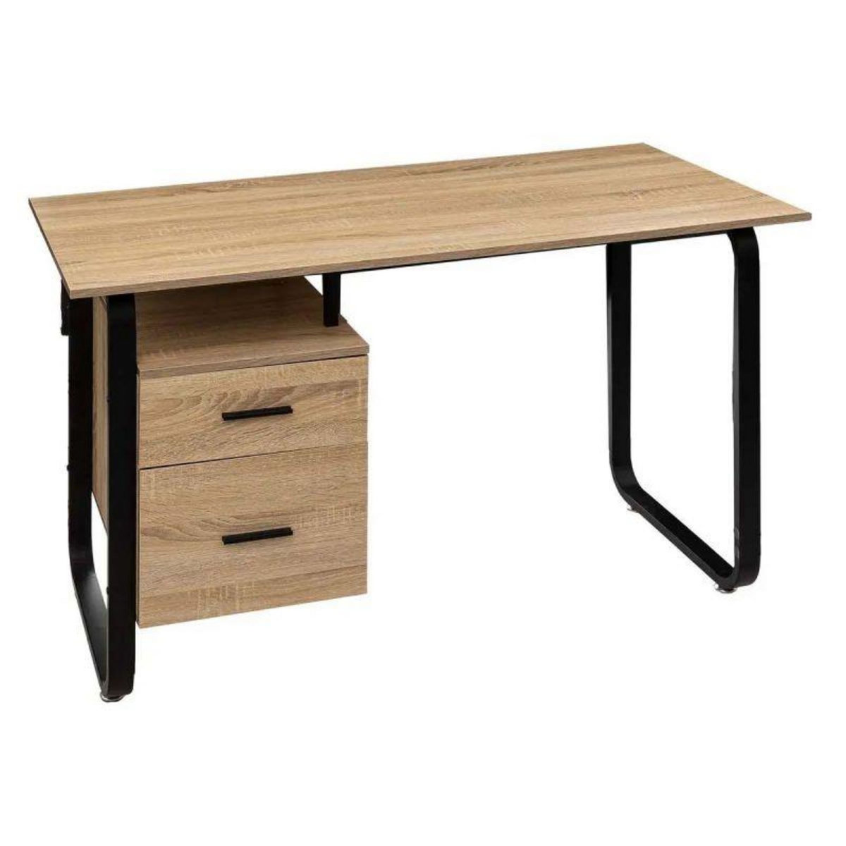  Bureau 2 Tiroirs Design  Caisson  120cm Naturel