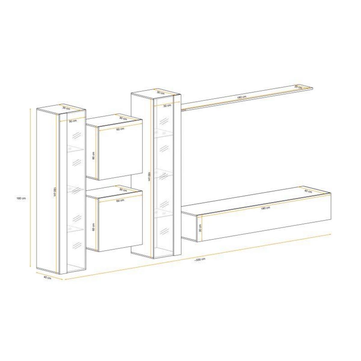 Paris Prix Meuble TV Mural Design  Switch XVI  330cm Blanc